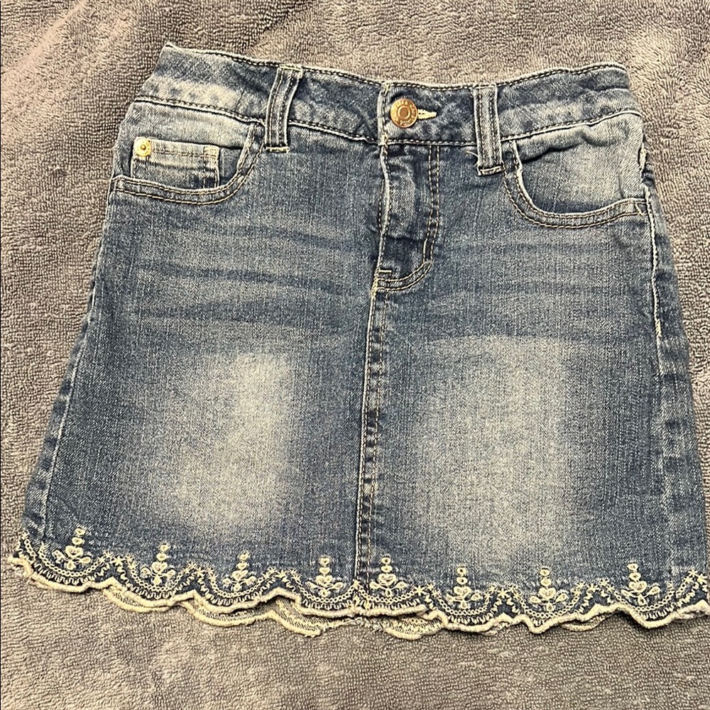Cat & Jack Blue Cream Embellished Mini Skirt